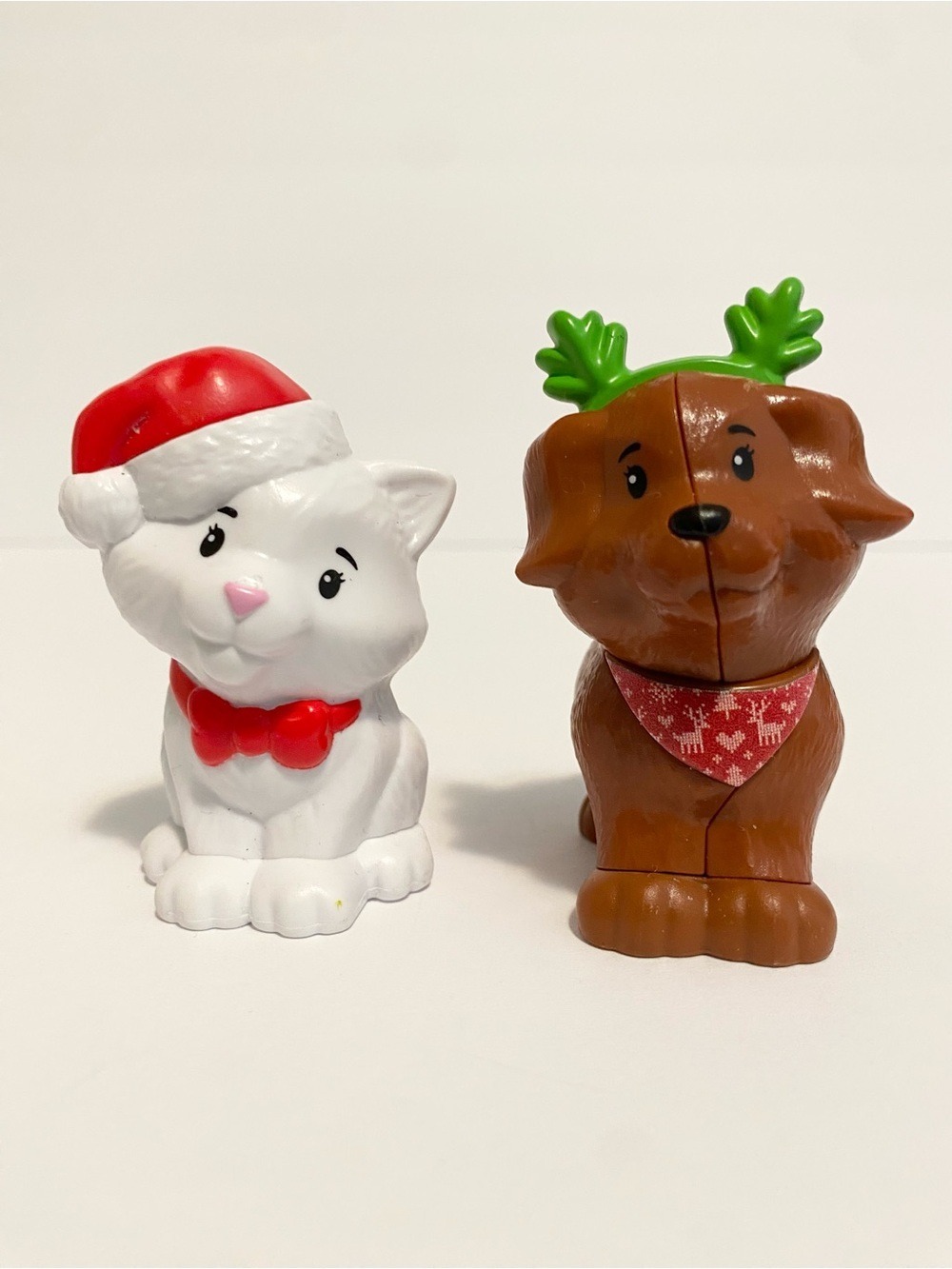 Little People Barbie Cat Dog Christmas Pets Santa Hat Reindeer Lot Holiday Toy